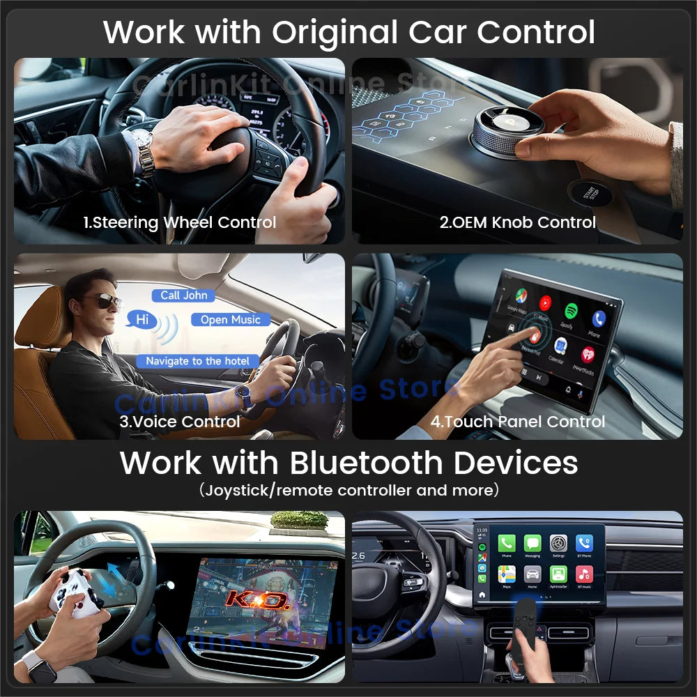 Carlinkit Android 13 Tv Box LED 8+128GB CarPlay Wireless Android Auto Wireless Adapter Support Youtube Netfilx IPTV Spotify GPS