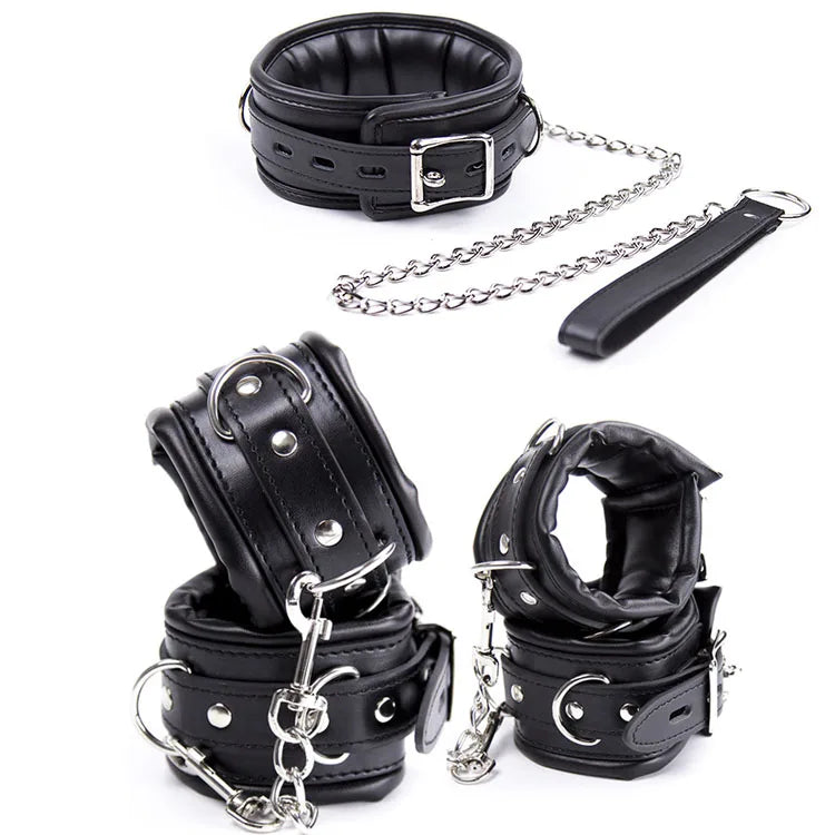 Bondage Kits Extendable Products Leather Restraint Set Handcuffs Ankle Cuffs Bdsm Toys For Couples Women 18 Adult Games