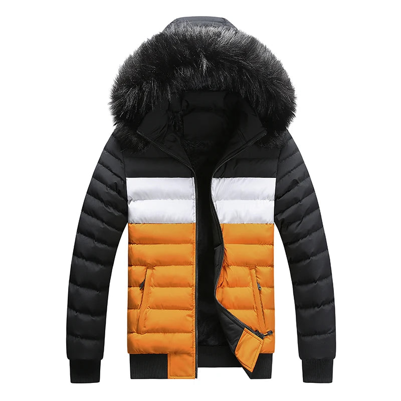 Male Winter Parkas Hooded Removable New Color Blocked Jacket Down Jacket Men High Quality Casual Thick Warm Down Jacket Coat