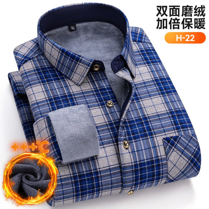 New Plus Size 8XL 7XL 6XL Men's Shirt Autumn Winter Fleece Thickened Warm Long Sleeve Plaid Business Casual Slim-fit Man Clothes