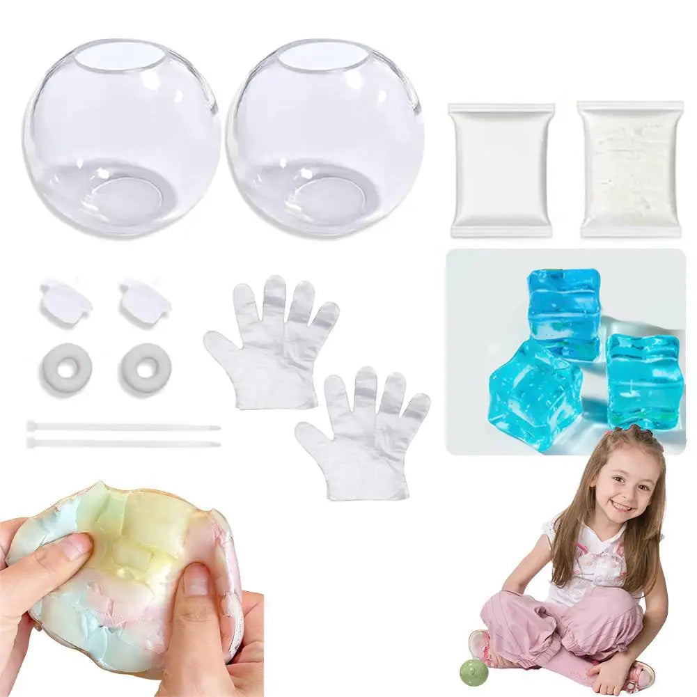 DIY Vacuum Squeeze Ball Stress Relief Kit Blank Ball Skins with Lids Filling Accessories Foam Beads Glitter Slow Rebound Toys