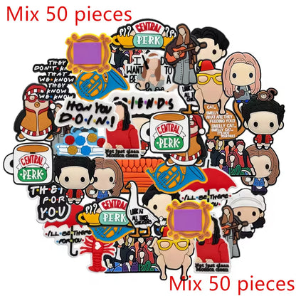 13-100Pcs Old Friends Shoe Charms Cartoon Clogs Sandals Decoration Shoes Accessories Buckle for Kids Friends Gift