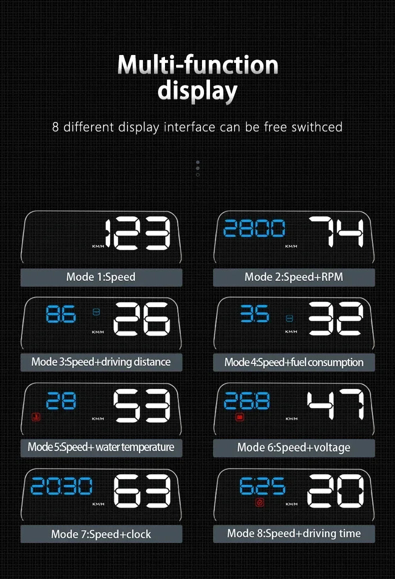 C500 BLUE OBD /T900 GPS HUD Gauge Display Car Head Up Display LCD Car Turbo Gauge Digital Odometer Universal Speed On-board Comp