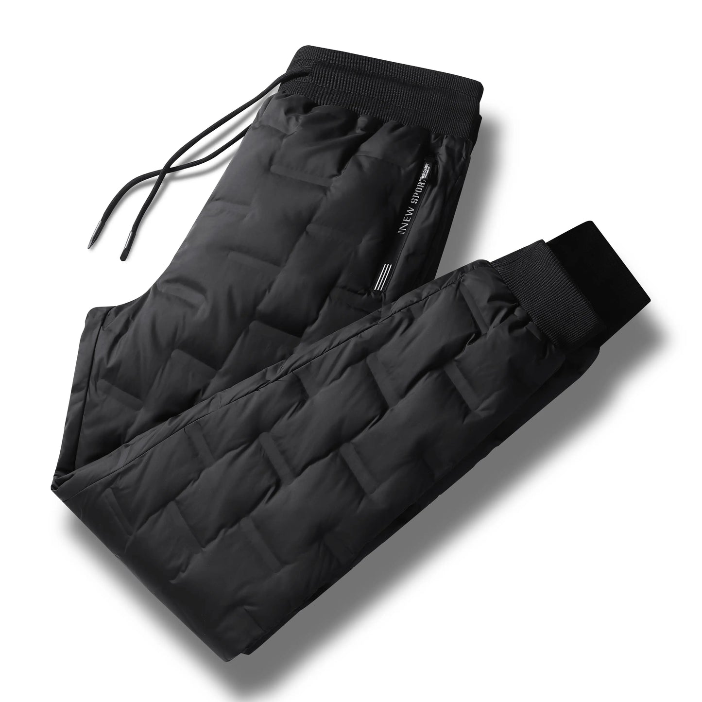 Winter New Fashionable Solid Color Waterproof Thickened Warm Down Pants for Men's Casual Loose Comfortable Sports Large Pants