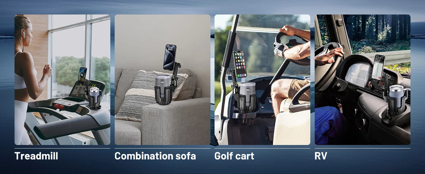 Magnetic Cup Holder Phone Mount, Compatible with MagSafe, 4.1" Base Adjustable Height Car Cup Holder Secure Fit for Car or SUV