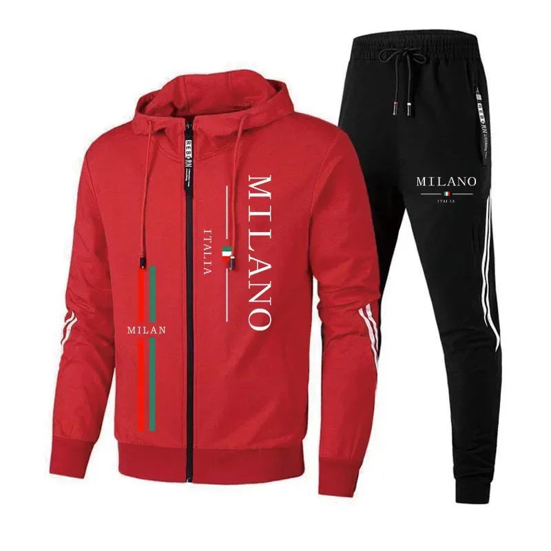 Men's Tracksuit Autumn Winter Daily Fashion Casual Quality Pullover Single Zipper Mens Sweatshirts Hoodies Pants Sports Outdoor
