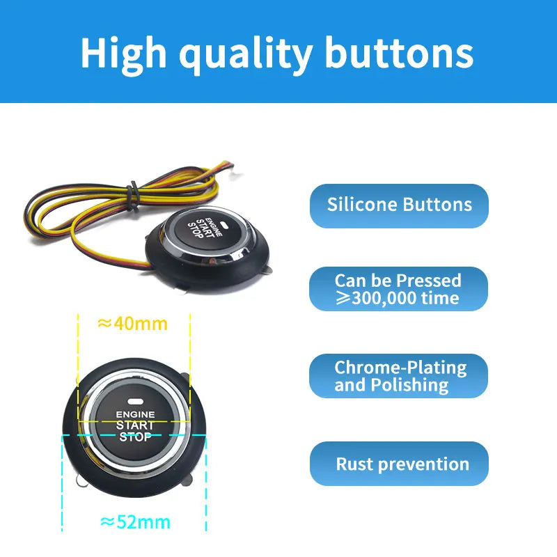 Remote Starter and Car Alarm Smart App Remote Start Stop System for Cars Engine Push Start System with Auto Ignition Button