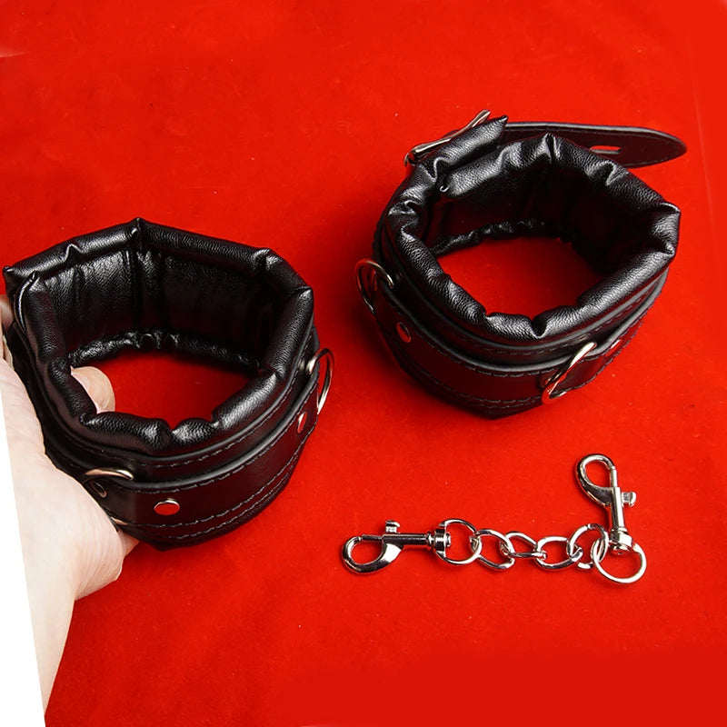 3PCS BDSM Set Kit,Thick Padded Sex Collar Handcuffs Ankle Cuffs Bondage Restraints,Adult Games for Couples