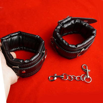 3PCS BDSM Set Kit,Thick Padded Sex Collar Handcuffs Ankle Cuffs Bondage Restraints,Adult Games for Couples