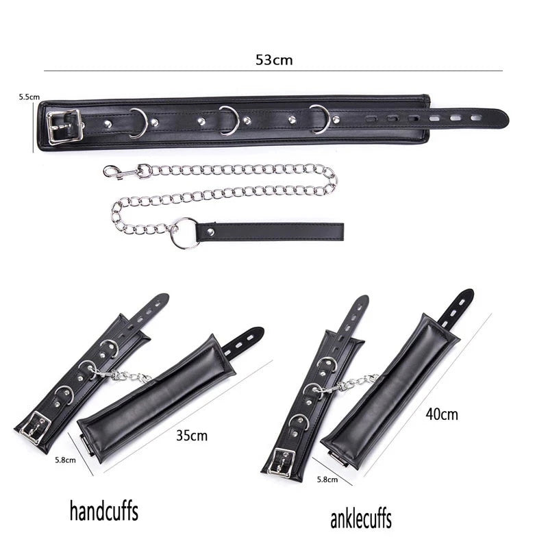 BDSM Bondage Kit Spreader Bar Handcuffs Ankle Cuffs SM Sex Adult products Dog Collar Fetish Restraints Set Sex Toys for Couples