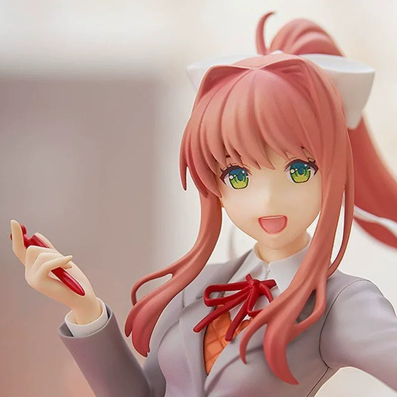 18cm Beautiful Girl  Literature Club Figurine Decoration Monica School Uniform Standing Pose Anime Model Decora Birthday Gift