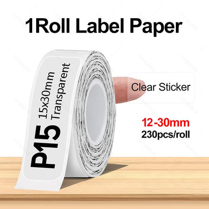 Portable Mini Labeling Printer Marklife P12 Thermal Adhesive Sticker Pocket Label Maker or 1Roll Spacer/Continues Label Paper