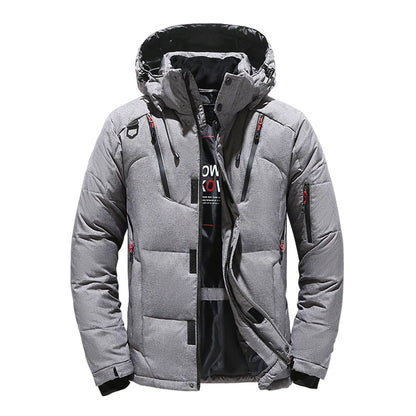 Down Jacket Men White Duck Winter Coat Windproof Warm Parkas Travel Camping Overcoat New in Thicken Solid Color Hooded Clothing