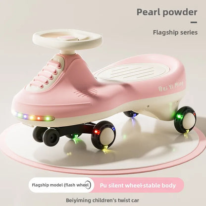 Kids Wobble Car 2 6 Year Olds Anti Tip Quiet Wheels Lights Music Unisex Gift Children's Wiggle Car Anti-rollover