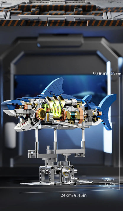 DIY Mechanical Technical Shark Building Blocks Creative Ocean Series Decorations Model Boys Children Christmas Birthday Gifts