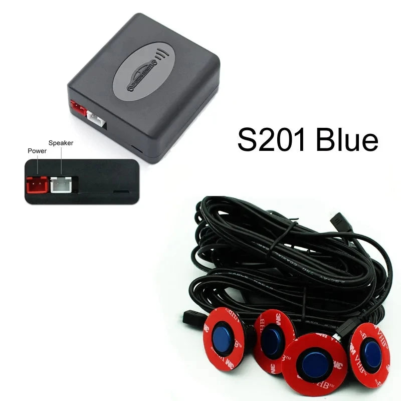EURS Parktronic 4 sensors Car Backup Radar Parking Sensor Buzzer Detector Assistance Flat Probe System 12V Kit Universal Car Bac