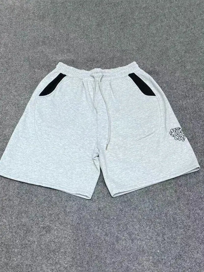 Mertra American Street Style Embroidered Logo Men's And Women's Loose Straight Leg Short Pants Casual Summer Color Block Shorts