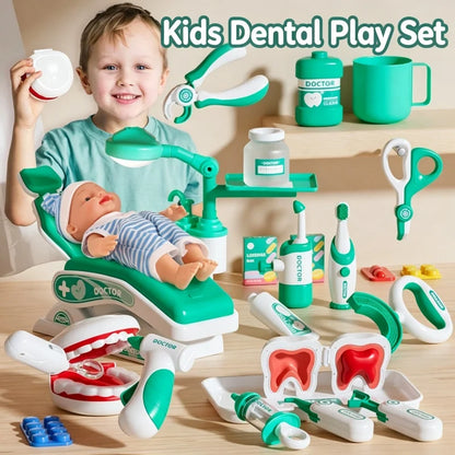 Kids Dental Pretend Play Set Simulation Dentist Chair Medical Role‑play Toys for Girls Boys Birthday Gift