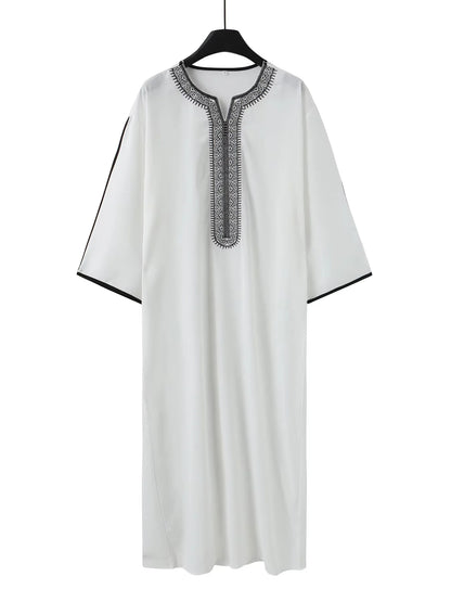 Moroccan ethnic style men's robe, Muslim Eid al Fitr formal attire, luxurious embroidered men's robe, exquisite design robe