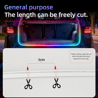 4M Car Trunk LED Strip Light RGB Rainbow Dynamic Chasing Light Universal Auto Trunk Decoration Exterior Interior LED Light 12V