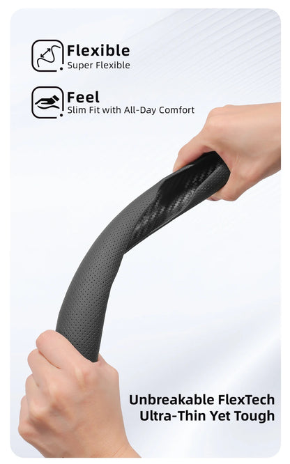 Suitable for Leapmotor Breathable Leather Steering Wheel Cover with Segmented Quick-Release Design, Non-Slip and Durable, for Models T03 C10 B10 B05 B03X C16 C11 C01, Etc., in Black, Bright Red, and Green
