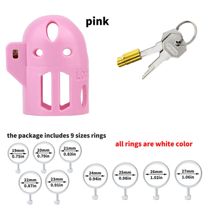 FRRK ABS Mixed Color Male Chastity Cage Lightweight Breathable Hollow Straight Plastic Cock Lock No Base Rings Ergonomic Design