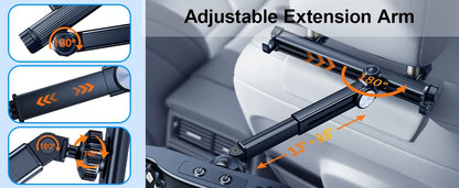 Hipacool Extension Arm Dual-Head Fan for Car Headrest 360° Rotation Air Cooling Fan Angle Adjustable 3-Speed Wind Brushless Fan