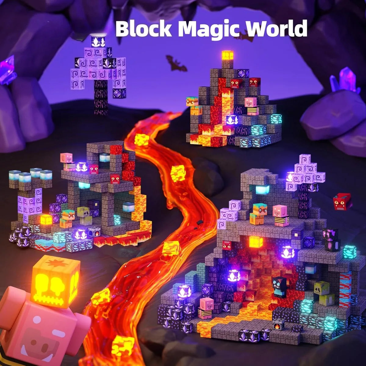Magnetic Building Blocks Mine World Magnet The End Ender Head Forest Cabin Cubes Set STEM Sensory Brick Cube Toys Children Gift