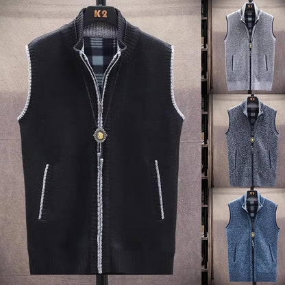 Atutumn and Winter New Men's Sweater Cardigan Knitting Vest Dailywear Warmth Thickened Zipper Jacket Waistcoat Male Streetwear