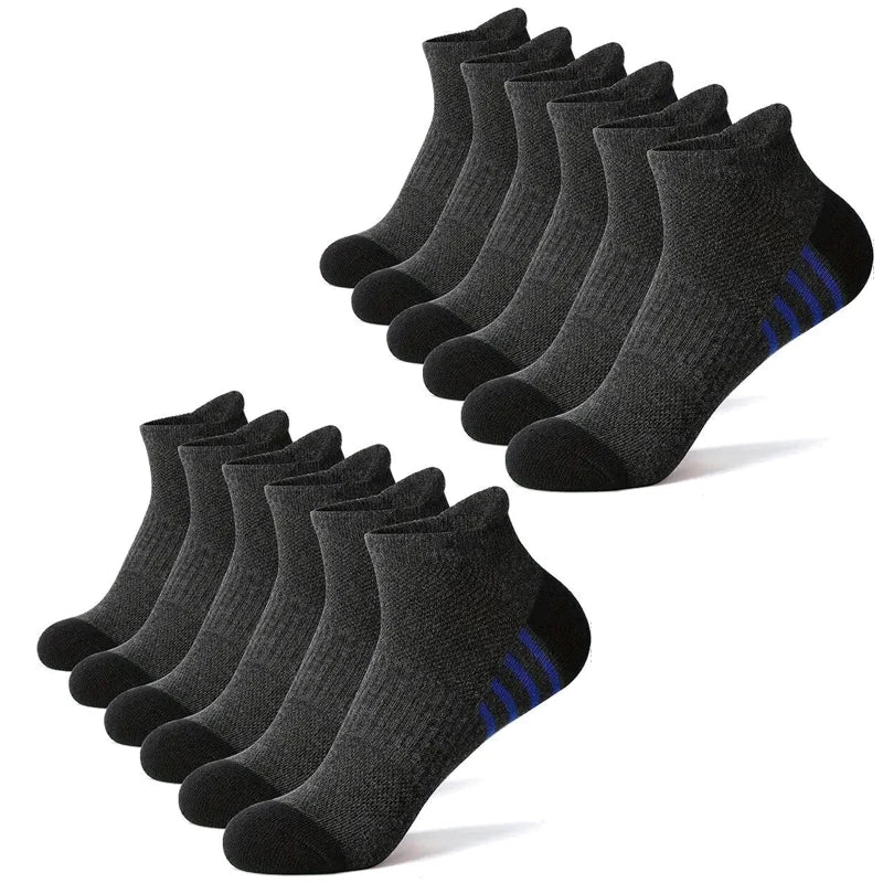 12Pairs Men's plus Size Sports Socks EU39-46 Breathable Comfortable Black White Leisure Outdoor Short Socks for Men