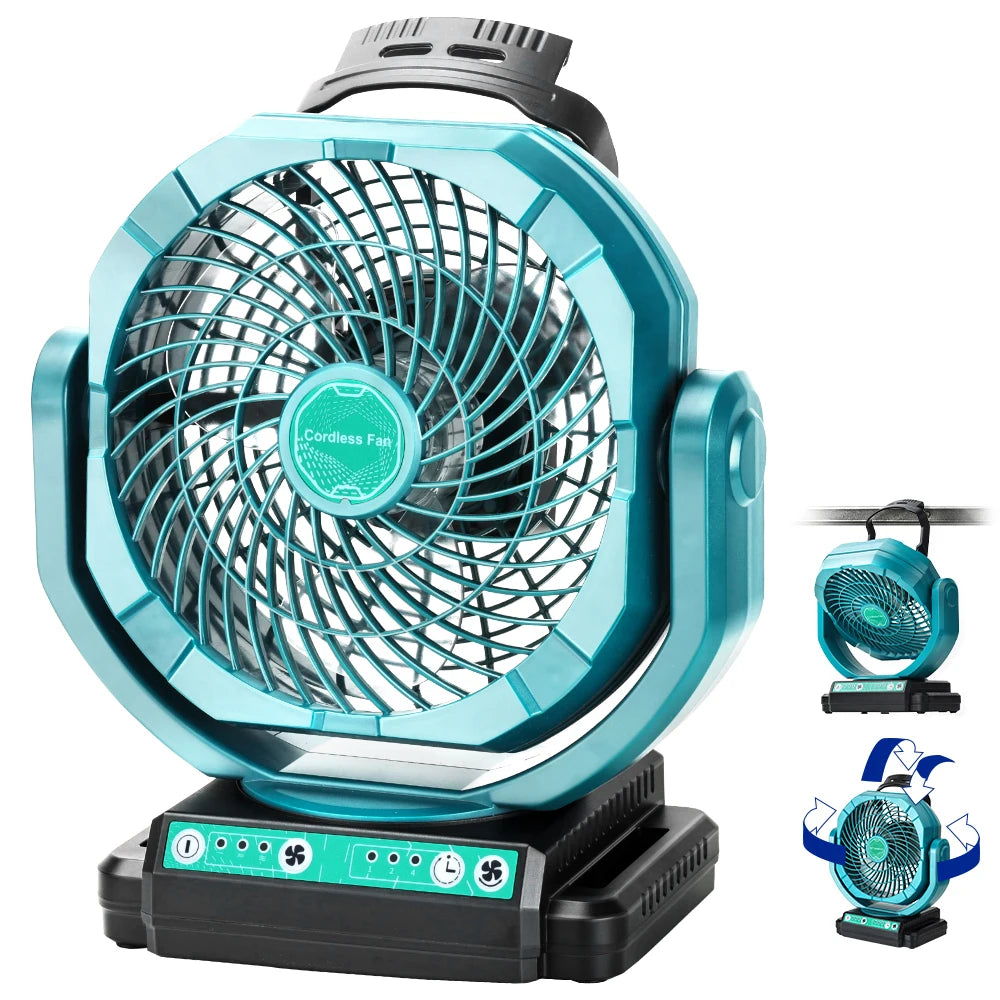 Cordless Oscillating Fan for Makita 18V Battery, 3-Speed Jobsite Industrial Camping Fan(Battery not Included)