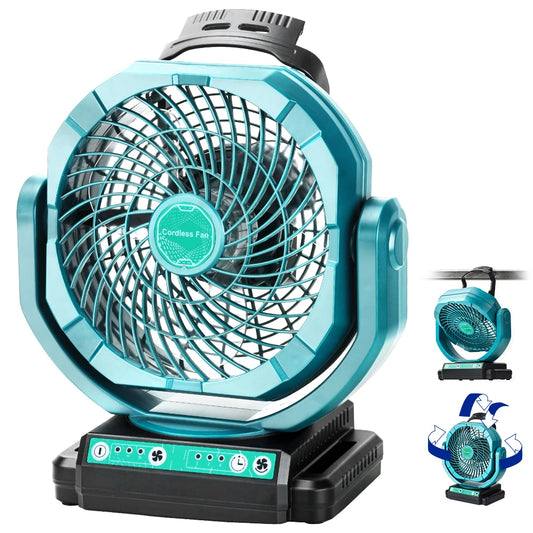 Cordless Oscillating Fan for Makita 18V Battery, 3-Speed Jobsite Industrial Camping Fan(Battery not Included)