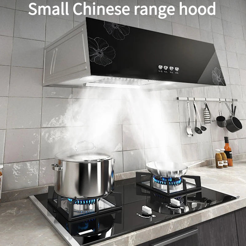 Kitchen Ventilator Suction Range Hood Strong Suction Force Small Stove Cooker Ceiling Mounted Smart Touch Cleaning Exhaust Hood