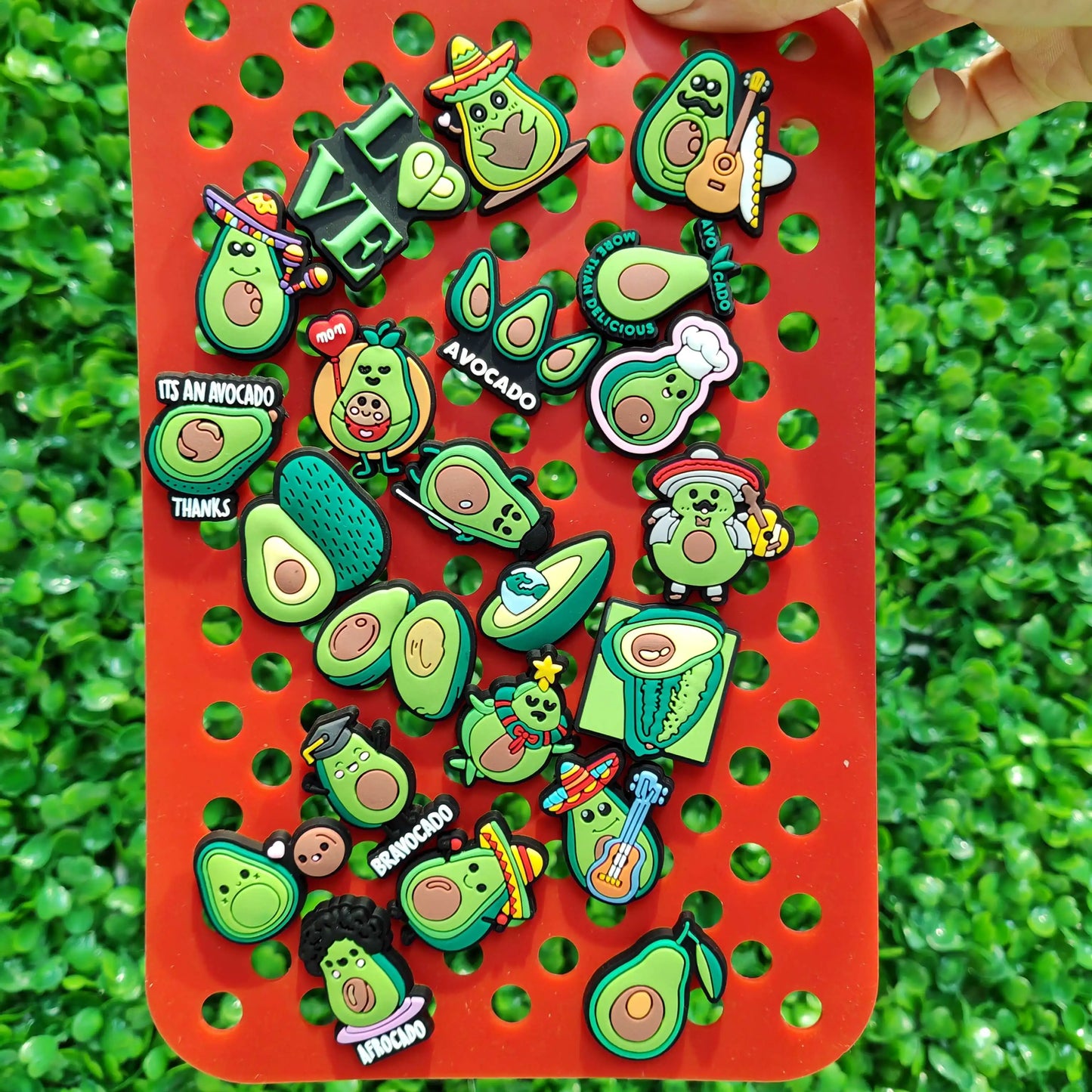 New 1-100pcs Cartoon Fruit Avocado Mom Love Guitar PVC Shoe Charms Accessories Hole Slippers Decorations Kids Birthday Present