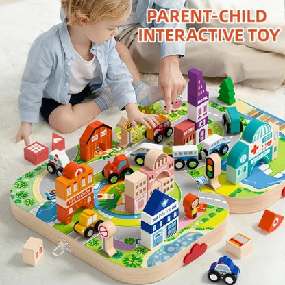 Wooden Building Blocks Set City Construction Stacker Stacking Preschool Learning Educational Toys Toddler Toys Boy Girl Gifts