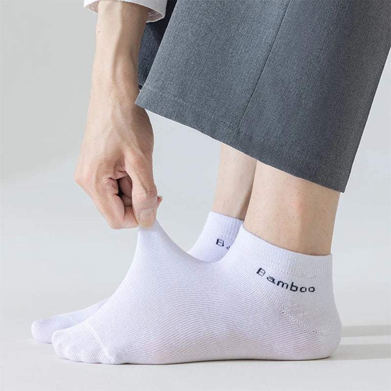 1/5/10 Pairs Men's Bamboo Fiber Ankle Socks High Quality Breathable Anti-Bacterial Casual Short Socks Size 38-45