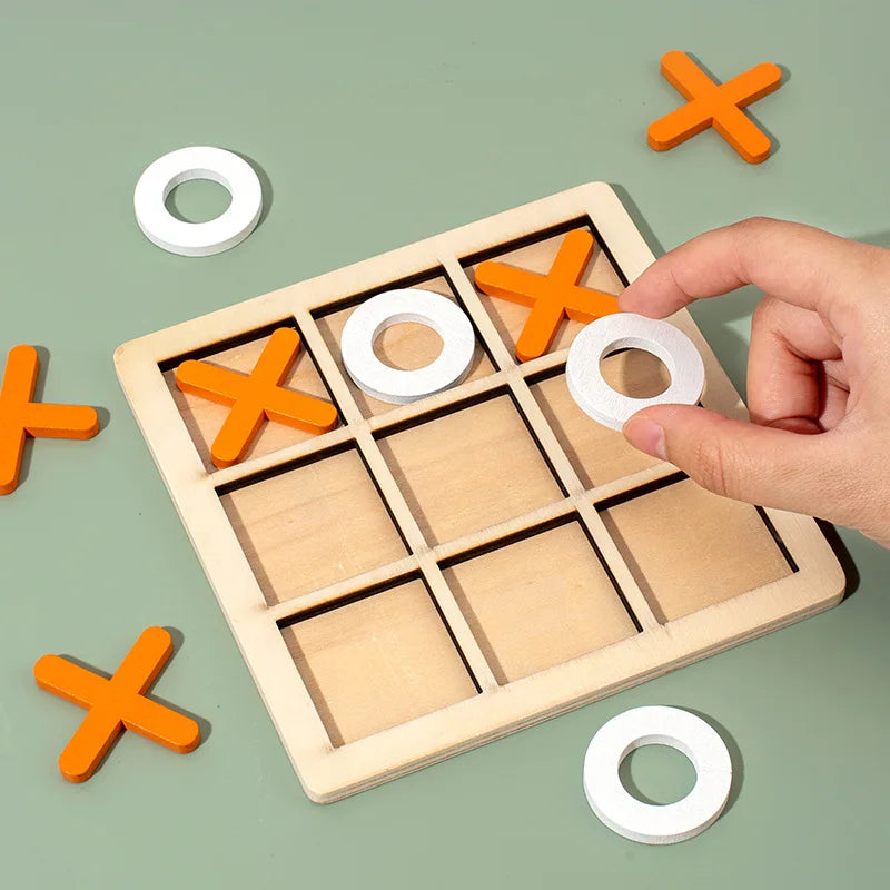Classical Wooden Tic Tac Toe Game for Kids XO Strategy Board Games IQ Logic Brain Development Toys Educational Gifts
