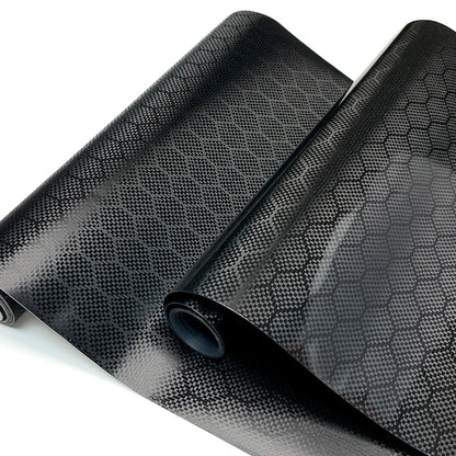 Carbon Fiber Sticker High Gloss Honeycomb Vinyl Wrap Film Waterproof Adhesive Auto Body Decoration Decal Tunning Car Accessories