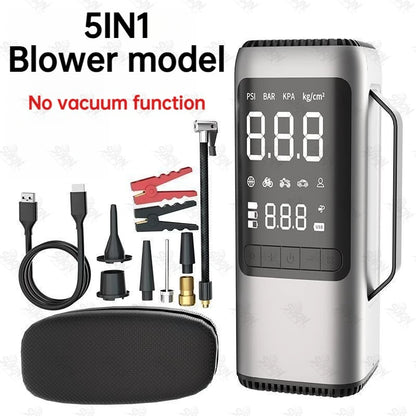 SUKIN 6IN1 Booster Jump Starter With Built-in Air Compressor.Car Jump Starter with Vacuum Blow Rechargeable Lighting Functions
