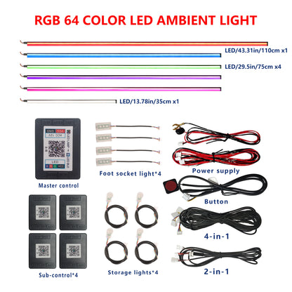 FOR YOUR CAR 6/18 in 1 Acrylic Car Ambient Light RGB 213 Color Symphony Acrylic APP Streamer Atmosphere Lamp Kit Sunroof light