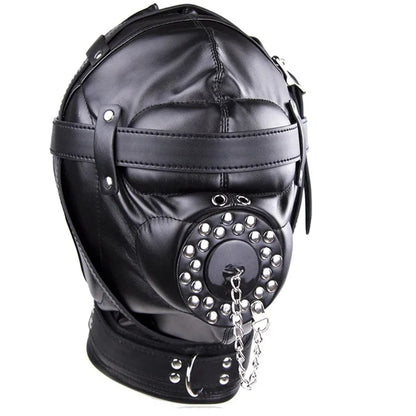 Leather Padded Hood Mask Blindfold Head Restraint Harness Mask, BDSM Bondage Gimp,Sexy Costume