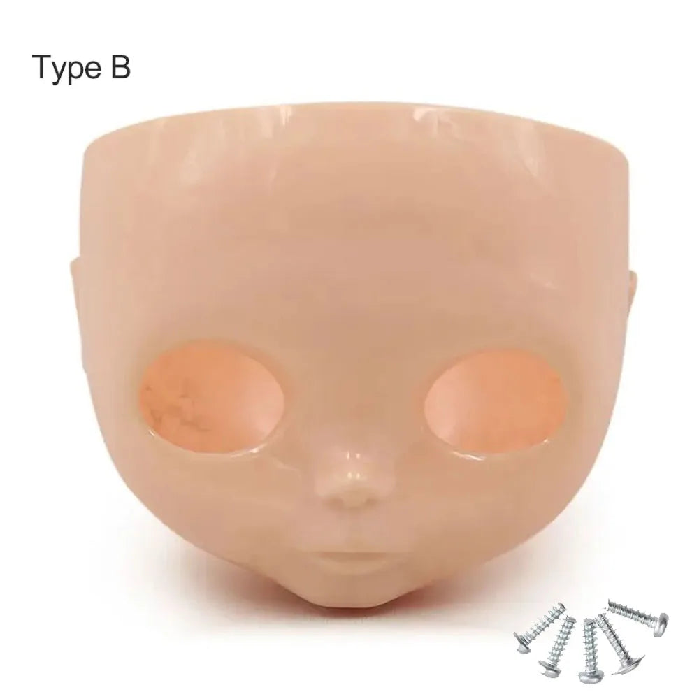 1/6 DBS Blyth Doll Face Without Makeup Faceplate Backplate Screws for DIY Makeup Newbie Practice Custom Doll Toys Accessories