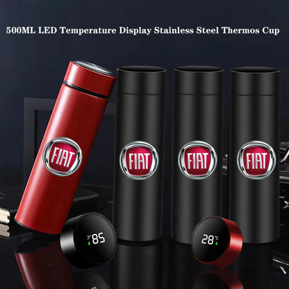 Car Smart Thermos Cup 500ml Portable Temperature Display Water Bottle For FIAT 500 500C 2012 500X 500L Fiat 695 Car Accessories