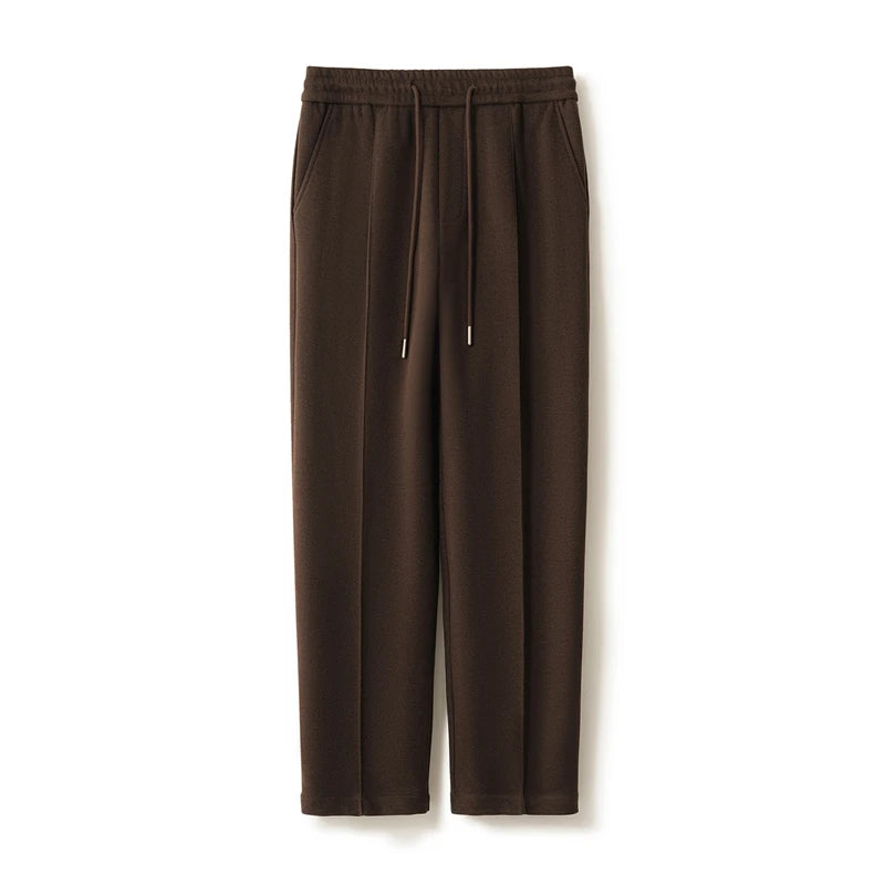 New Product Release Autumn Winter: Men's Wool Acetate Silk Straight Leg Pants Casual Hanging Pants Thick and Warm Knitted Pants