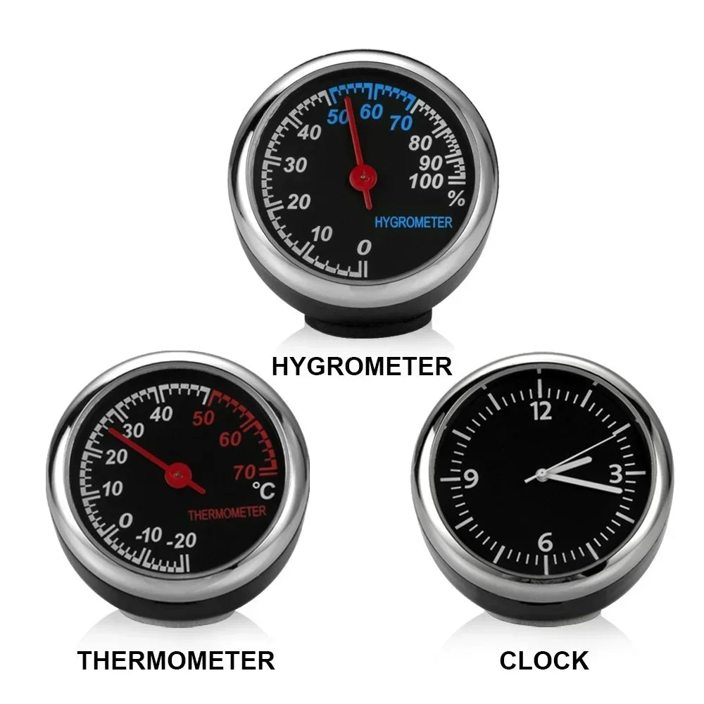 Mini Car Thermometer & Hygrometer, Creative Interior Ornament, Practical Beautiful Self-adhesive Decor, 1/2PCS Car Accessories