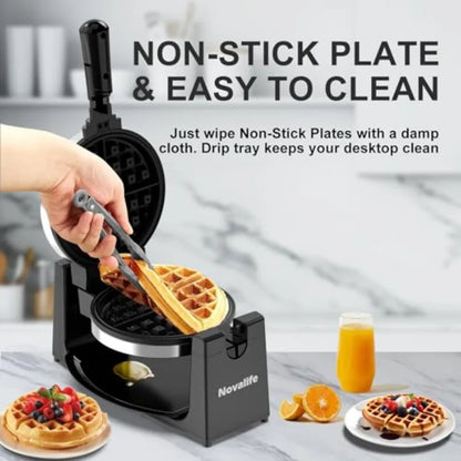 Waffle Maker Rotating Belgian Waffle Maker 180° Flip Waffle Iron Non-Stick Plate Adjustable Browning Control Foldable Cool Touc