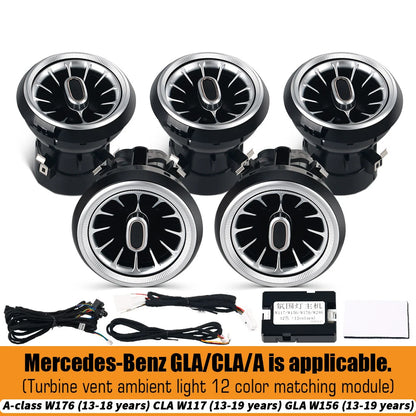 For Benz W176 W117 W156 A CLA GLA 12/64 Colors Ambient Lights Turbine Air Vent Lamps Dashboard Door Lighting Kit Car/App Control