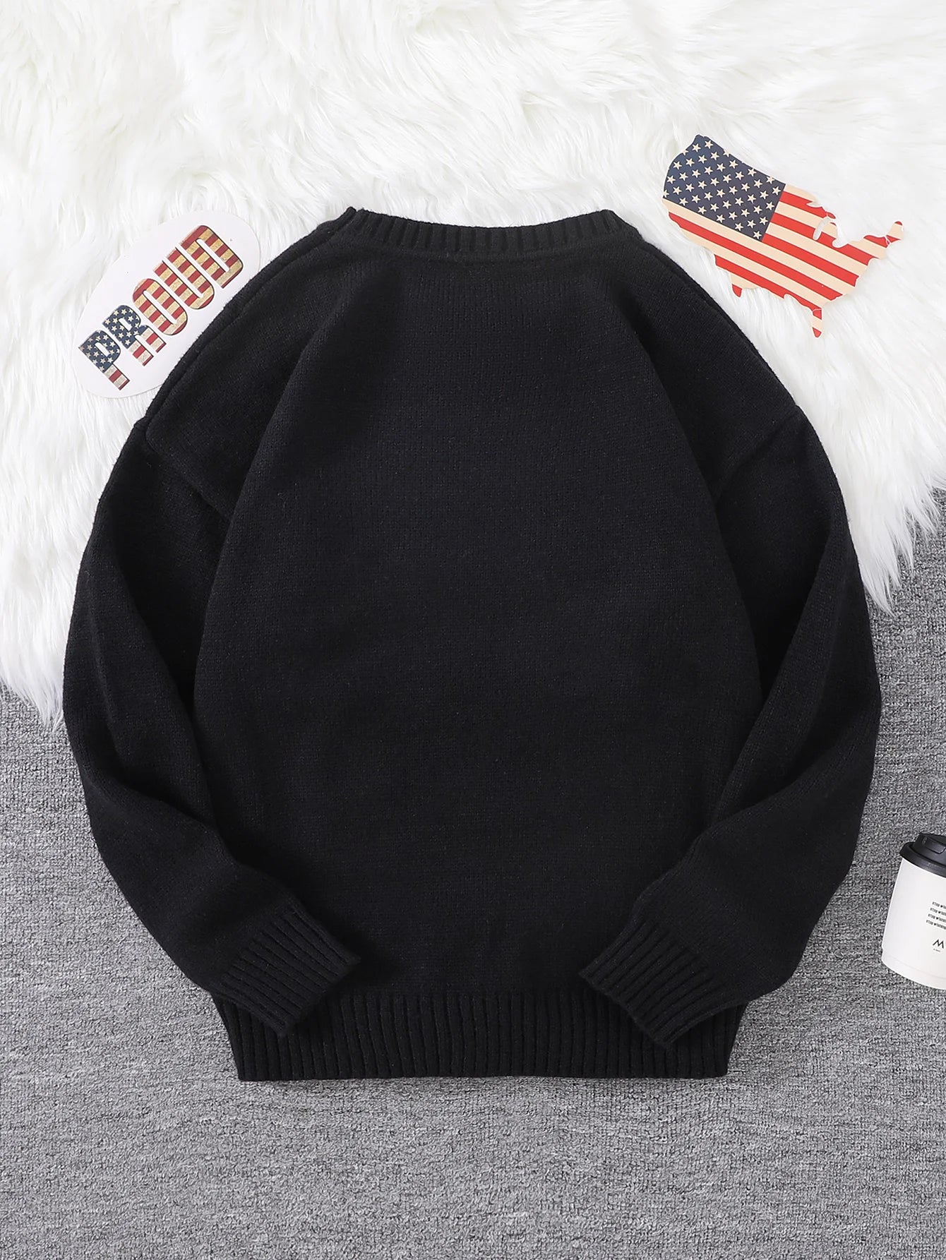 New Popular Autumn American Pattern Pullover Sweater Casual Round Neck Knitted Men's Pullover
