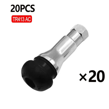 4/10/20/50Pcs Chrome Tubeless Tire Valve TR413 /414 Disc Straight Nipple Wheel Nipple Tire Valve Stems Rubber Dust Caps