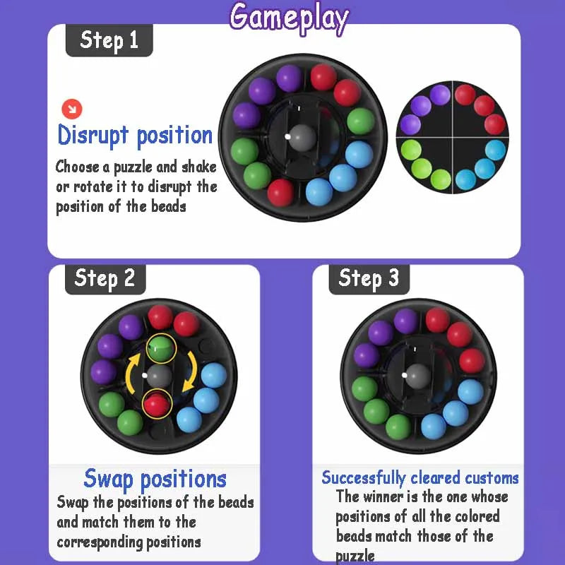 Children Rotating Magic Bead Puzzle Ball Clearance Toy Fun Logical Thinking Challenges Intellectual Game Education Strategy Toy